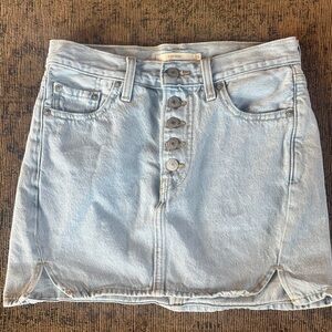 Levi's Icon Light Blue Denim Mini Skirt with Button Front